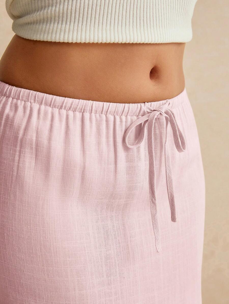 Falda de mujer, falda larga tipo maxi, con lazo a la cintura