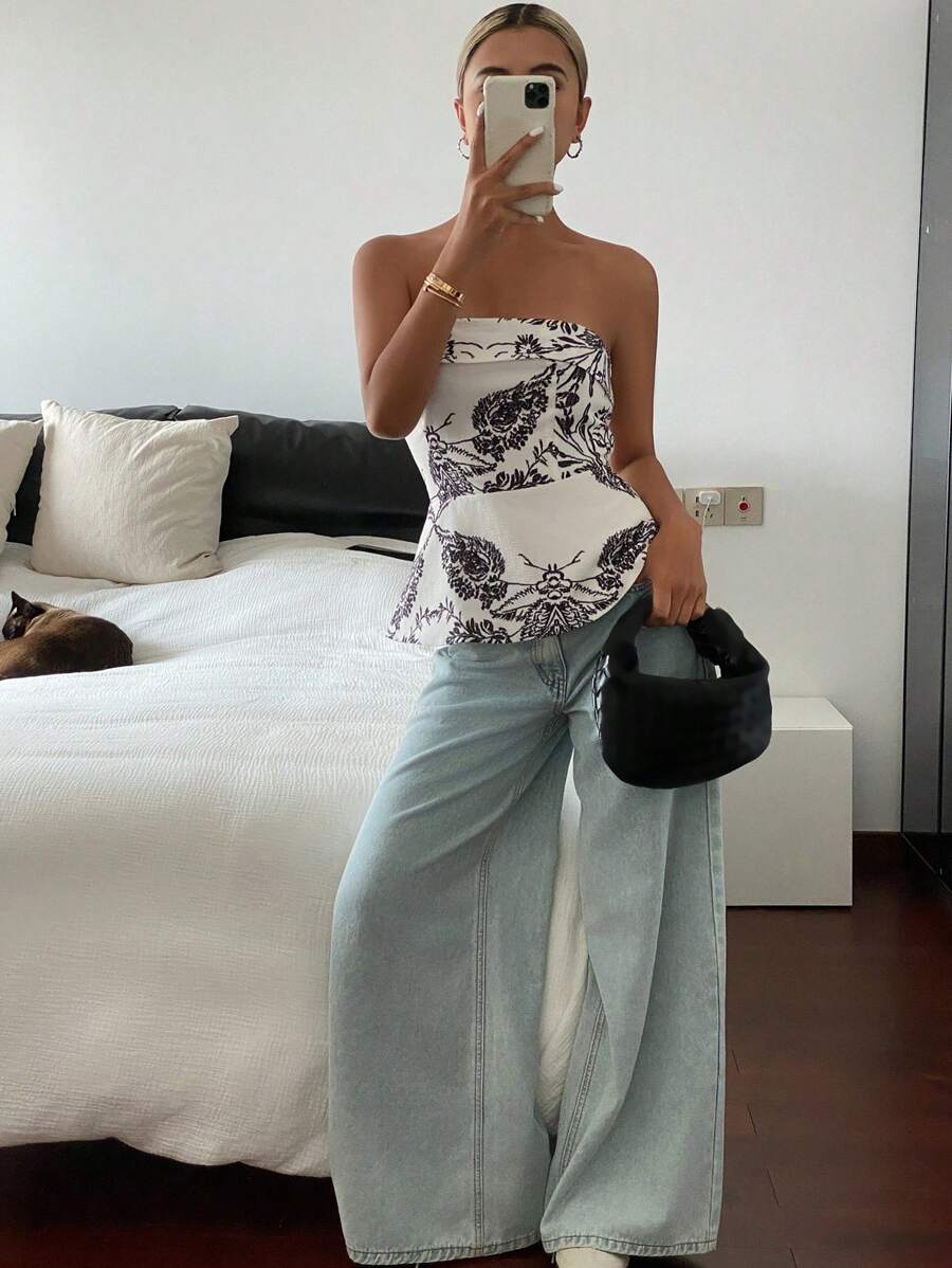 Top tubo casual de verano con estampado floral
