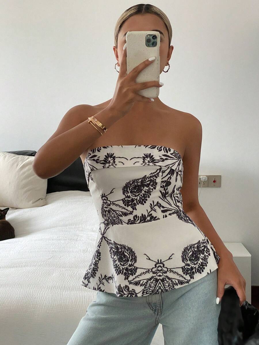 Top tubo casual de verano con estampado floral