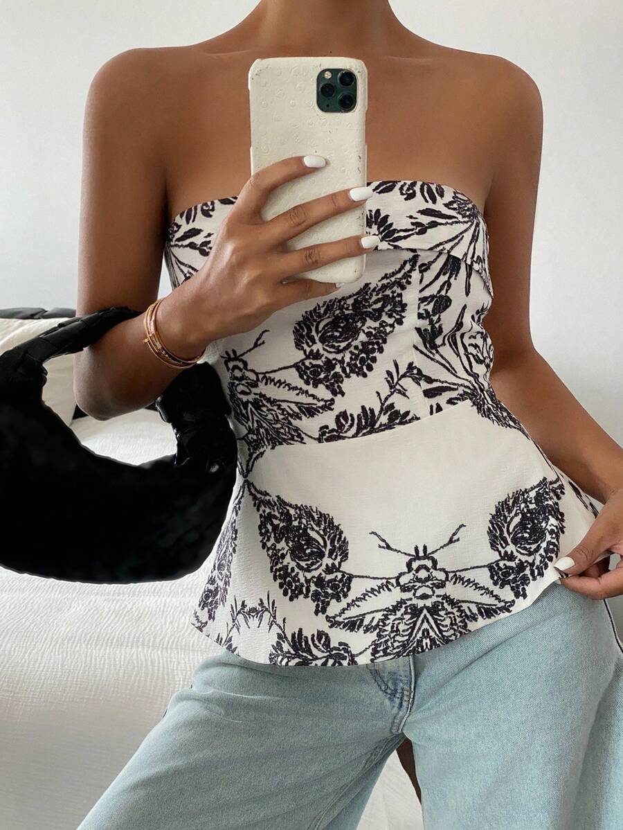 Top tubo casual de verano con estampado floral