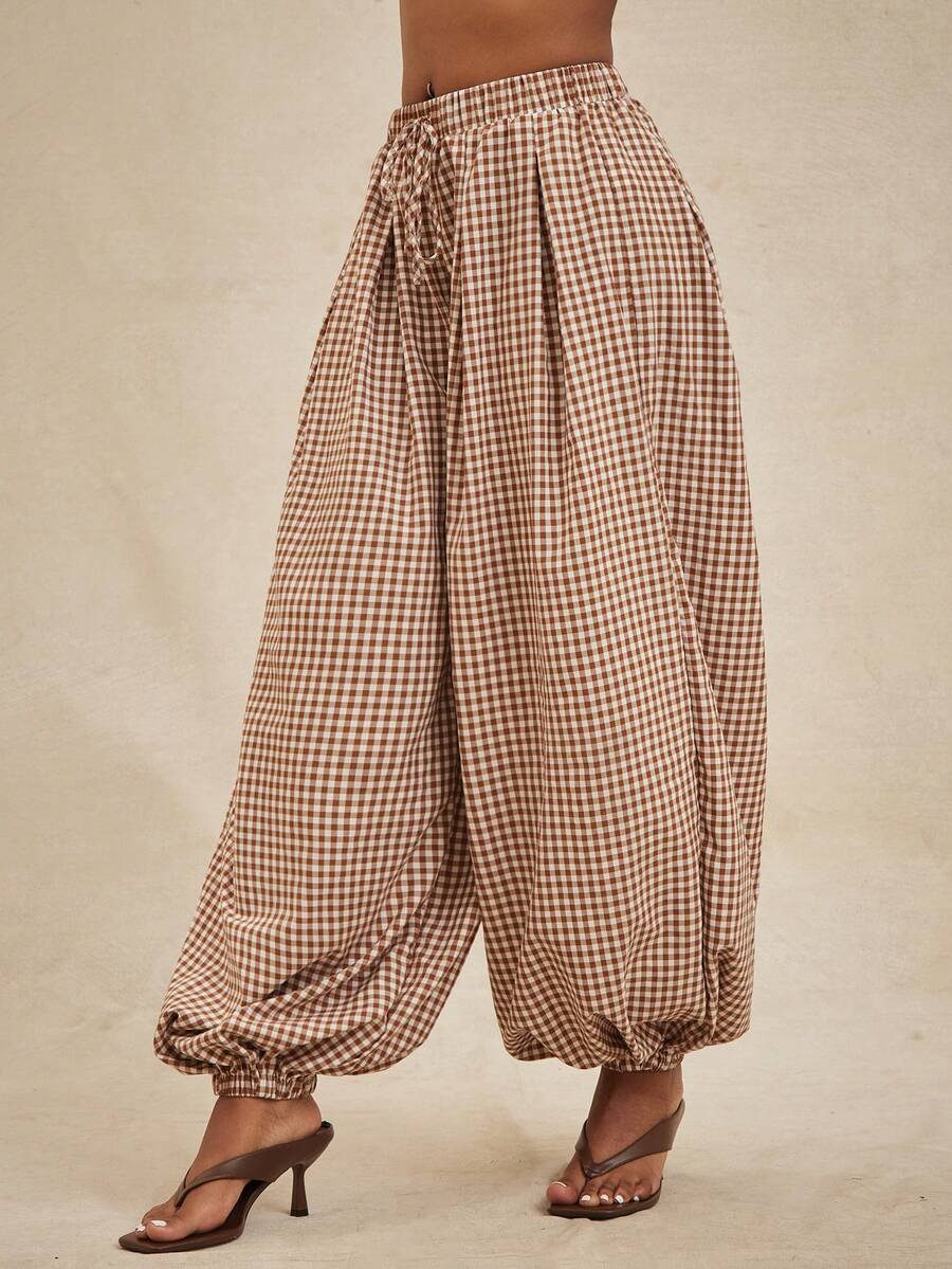 Pantalones de cintura alta, pantalón globo suelto y oversize.