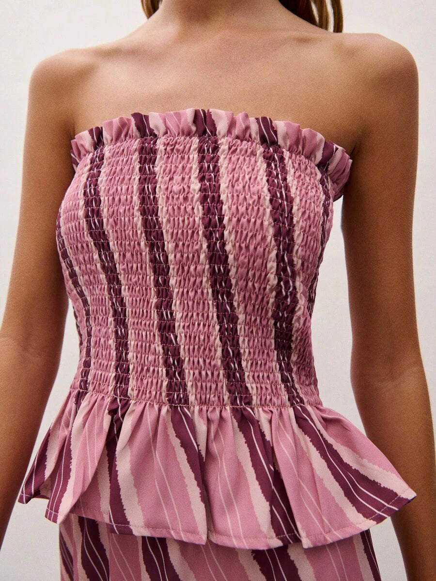 Bimba Conjunto de dos piezas con rayas y fruncido