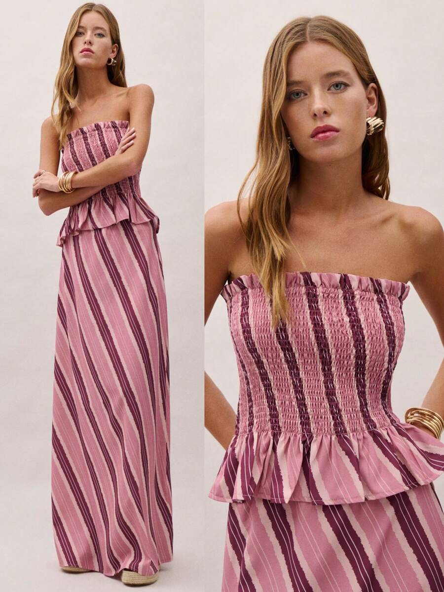 Bimba Conjunto de dos piezas con rayas y fruncido