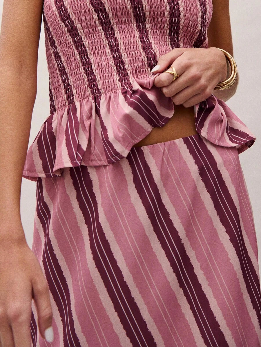 Bimba Conjunto de dos piezas con rayas y fruncido