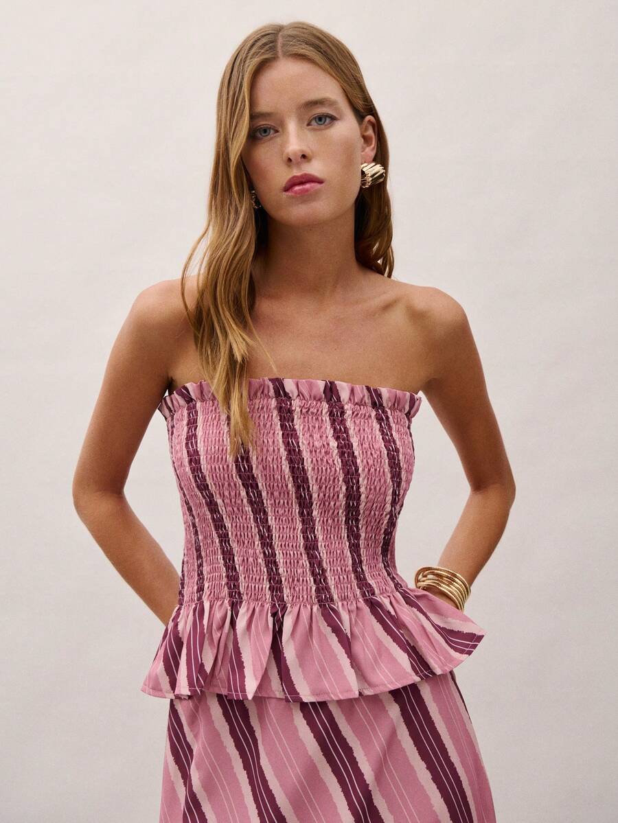 Bimba Conjunto de dos piezas con rayas y fruncido