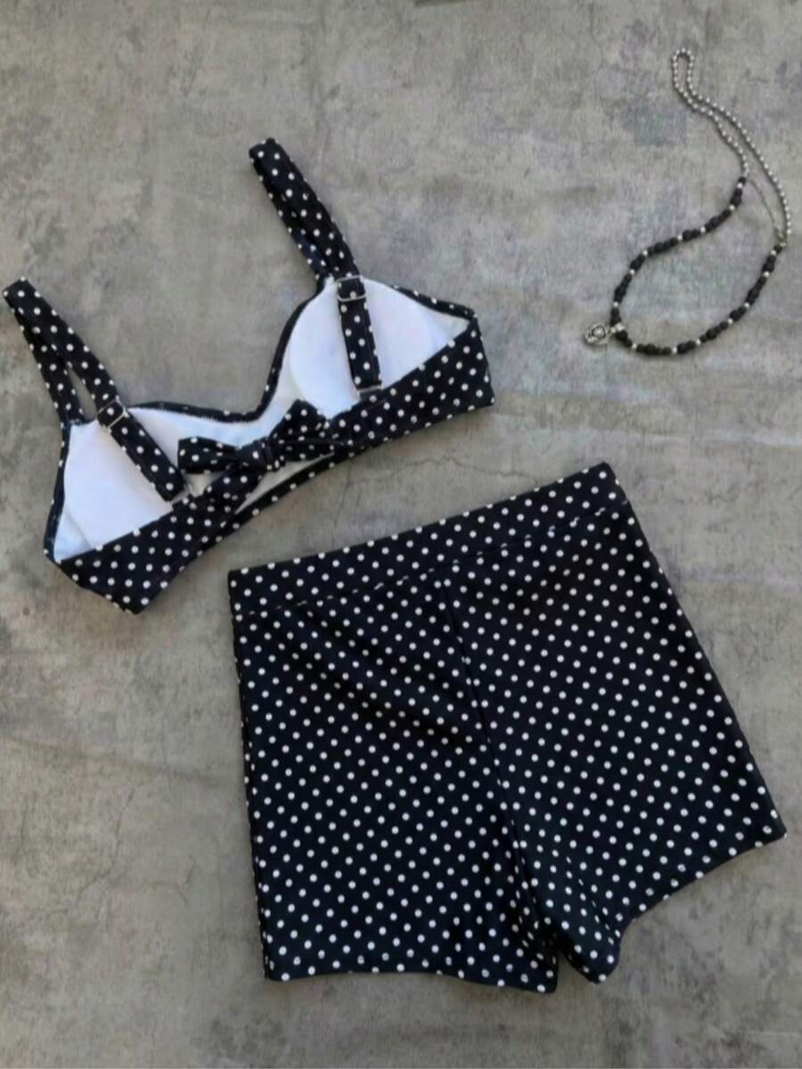 Conjunto de bikini retro a cuadros de 2 piezas
