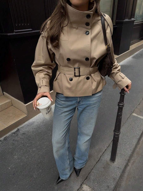 Abrigo bimba elegante de estilo urbano con botones delanteros y bolsillos
