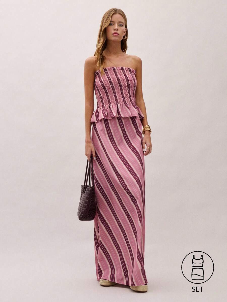 Bimba Conjunto de dos piezas con rayas y fruncido