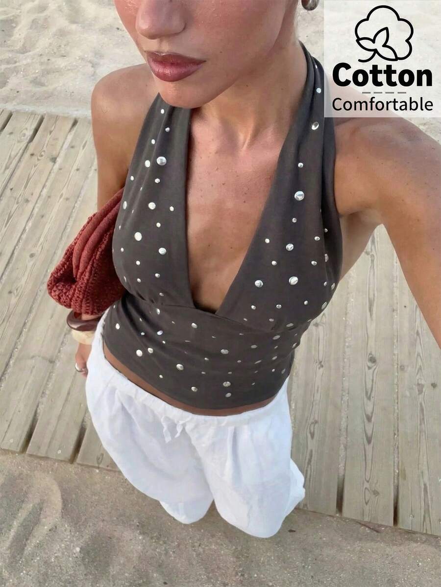 Top de mujer con escote en V profundo y espalda descubierta