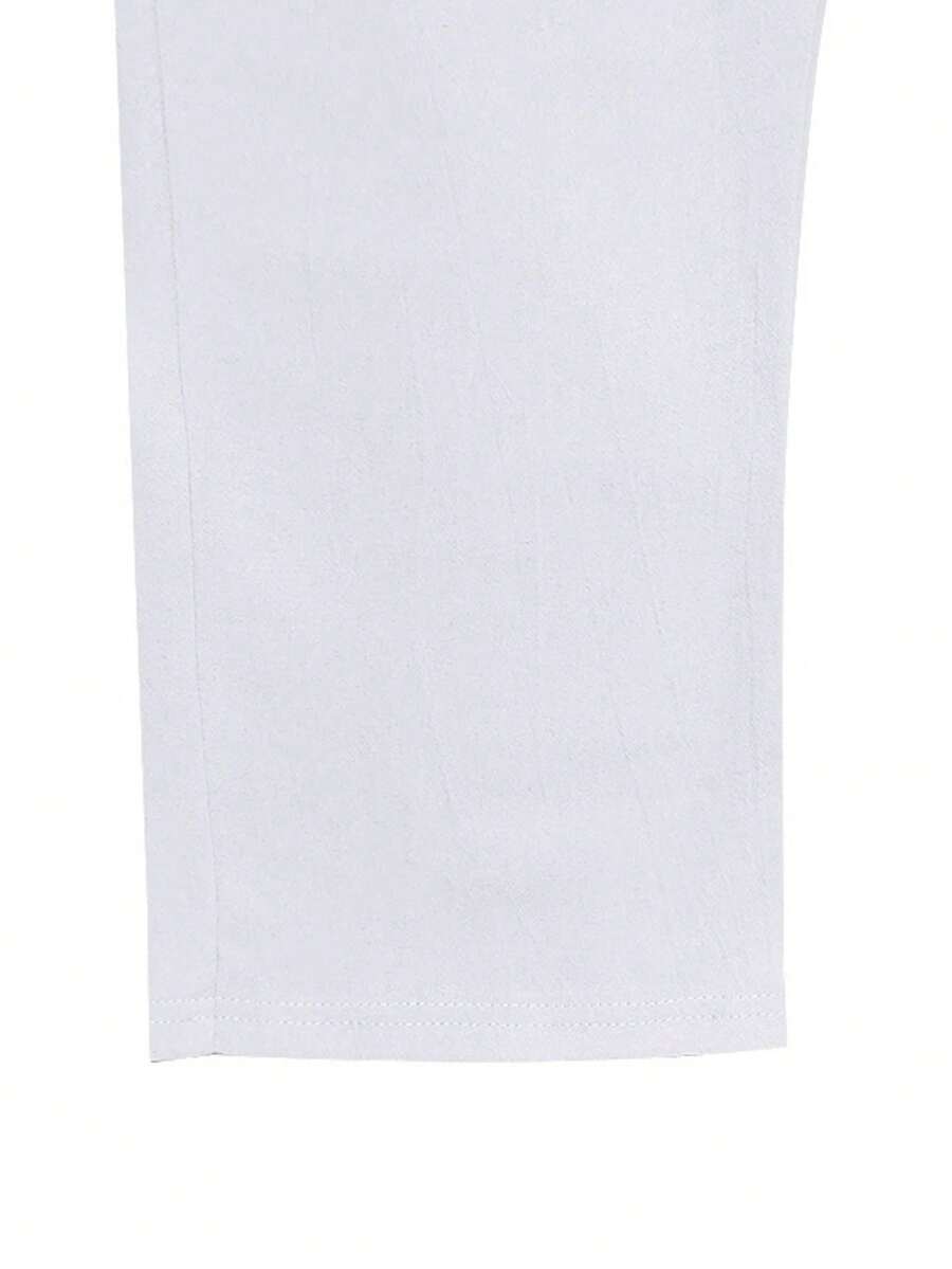 Pantalones casuales sueltos de lino negro tejido, adecuados para primavera/otoño/verano