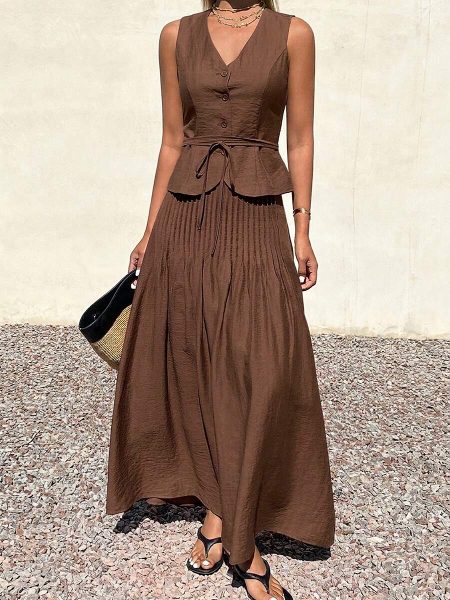 Conjunto de 2 piezas para mujer con top sin mangas