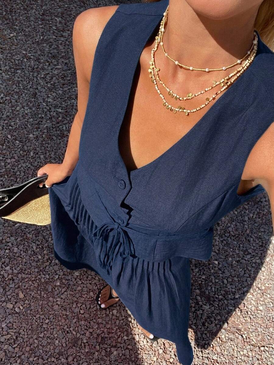 Conjunto de 2 piezas para mujer con top sin mangas