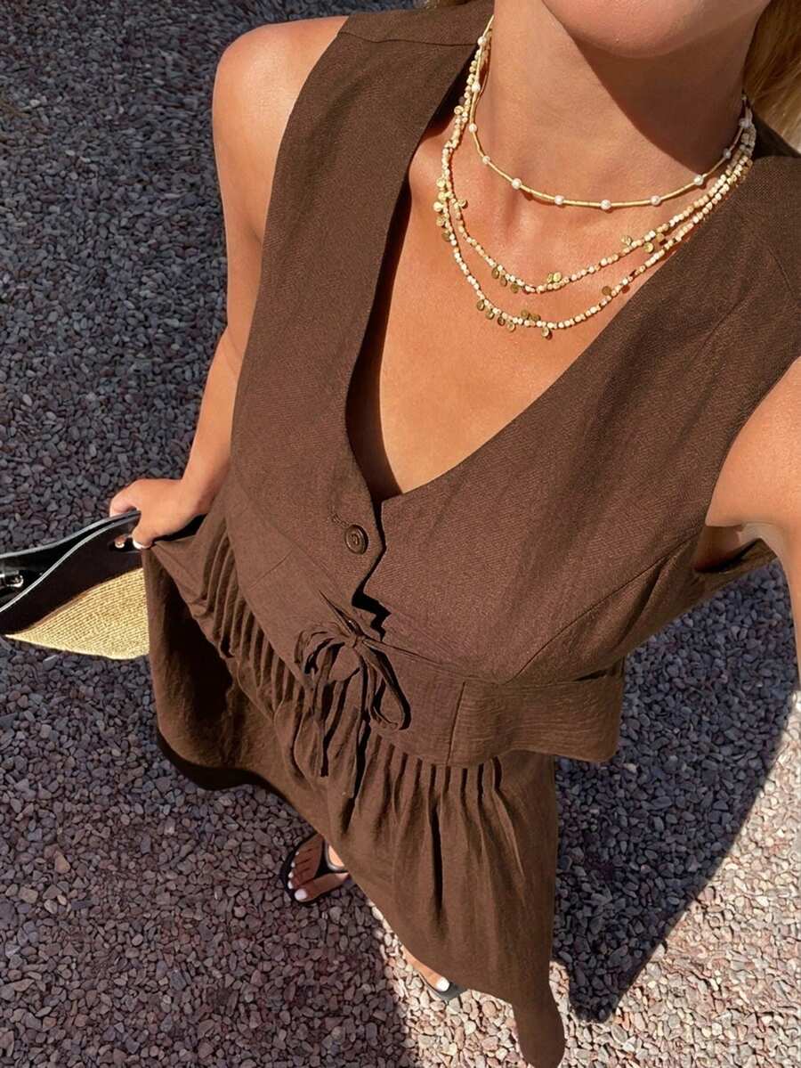 Conjunto de 2 piezas para mujer con top sin mangas