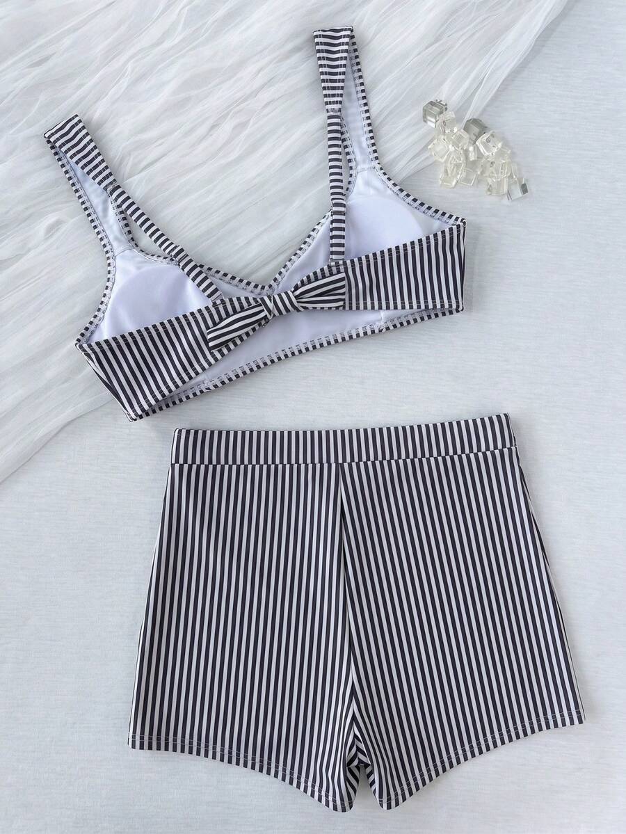 Conjunto de bikini retro a cuadros de 2 piezas