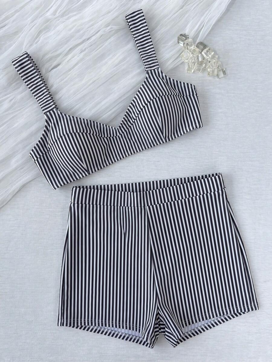 Conjunto de bikini retro a cuadros de 2 piezas