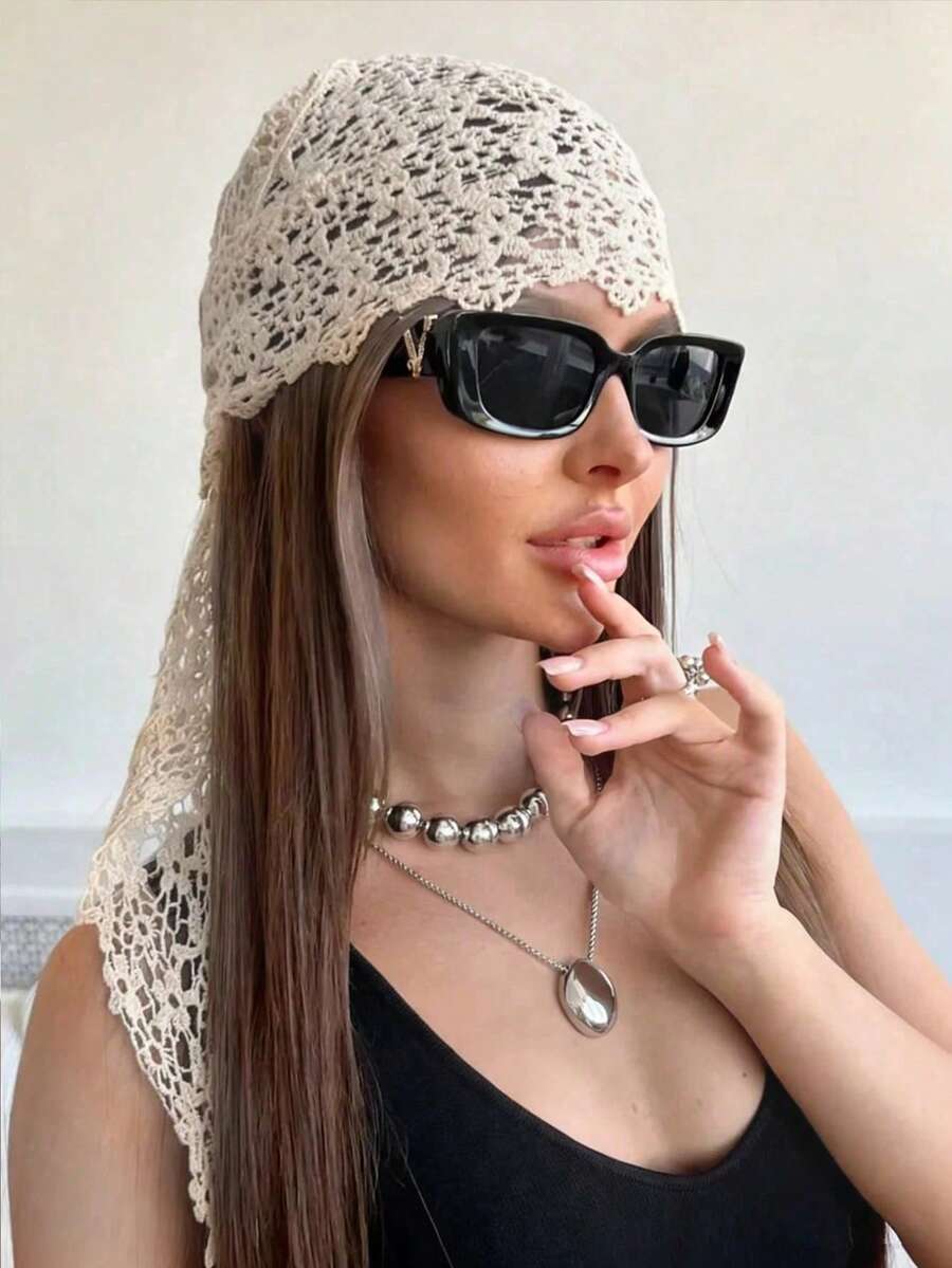 Pieza Pañuelo de encaje de ganchillo