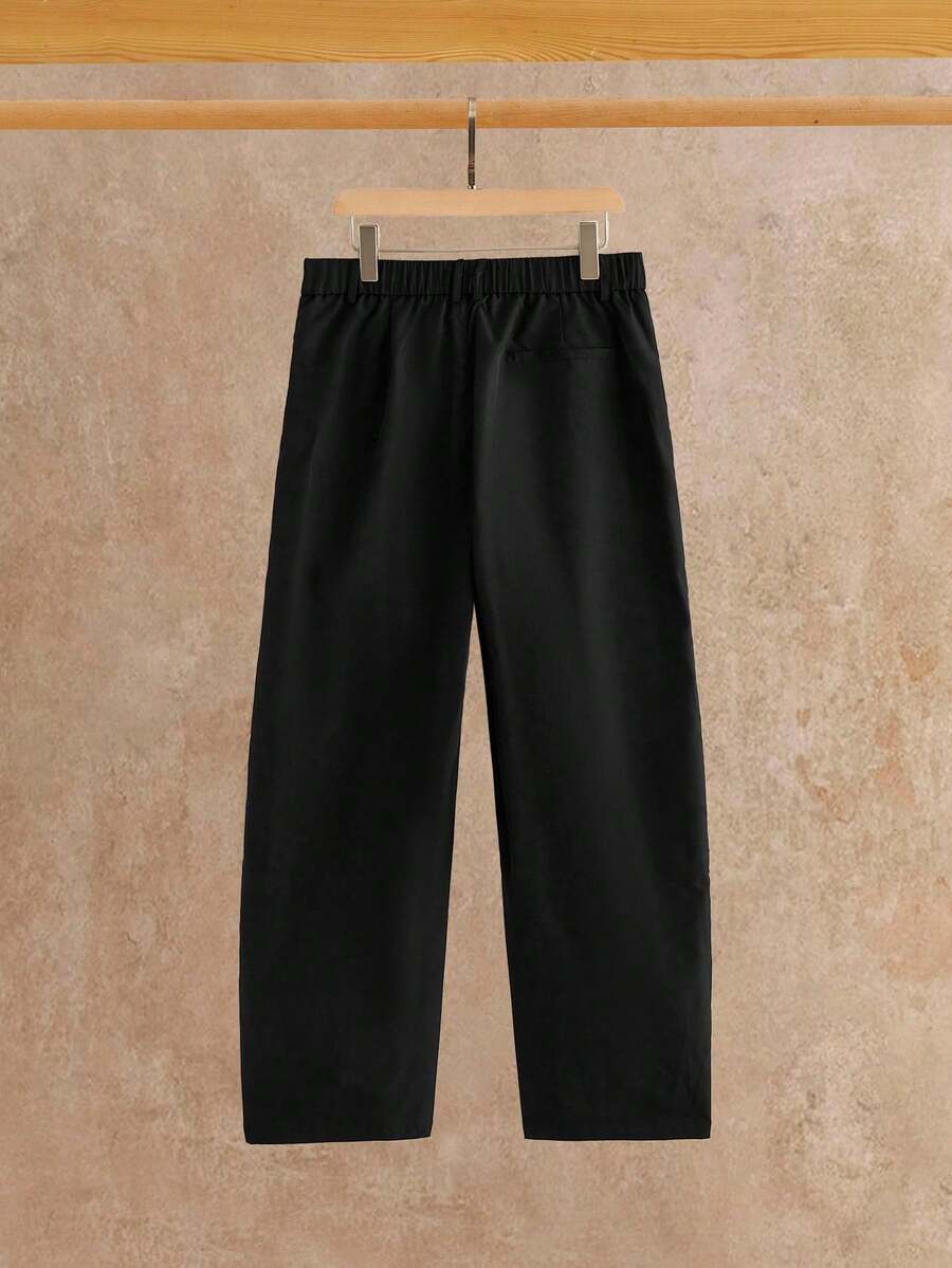 Pantalones de cintura alta y pierna ancha para hombre con frente plisado
