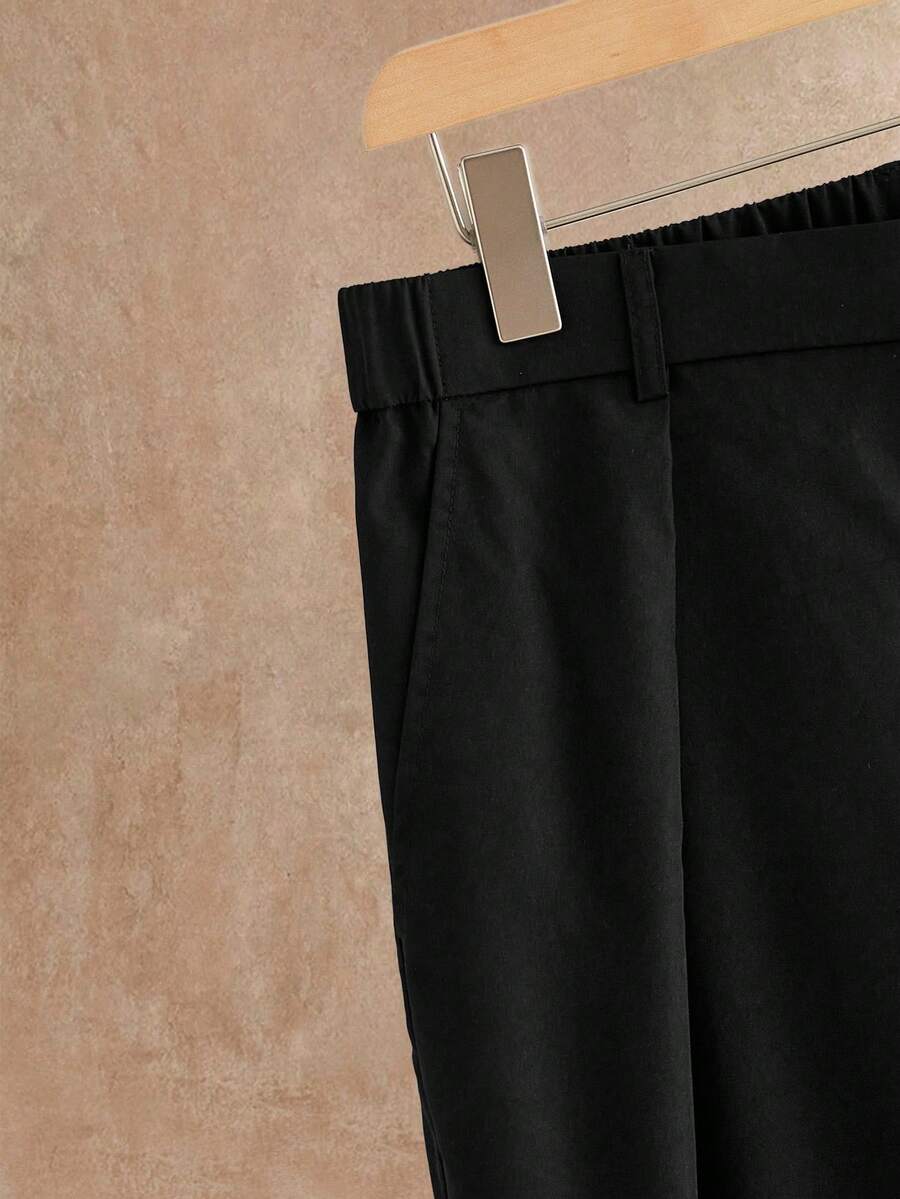Pantalones de cintura alta y pierna ancha para hombre con frente plisado