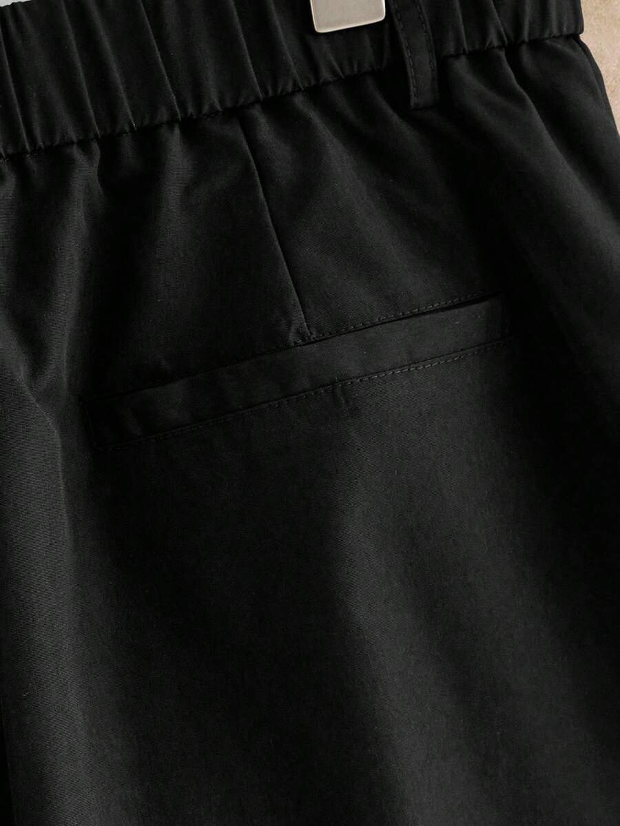 Pantalones de cintura alta y pierna ancha para hombre con frente plisado