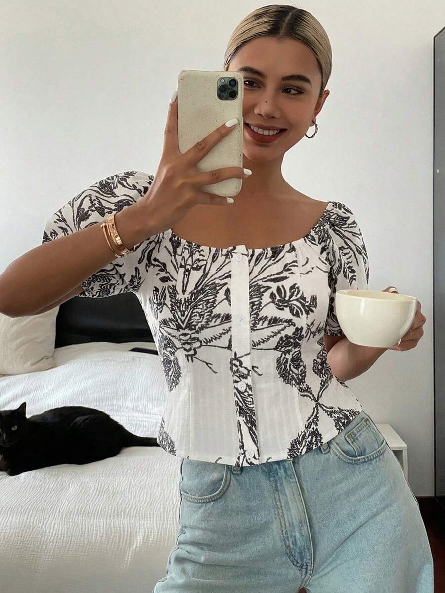 Top tubo casual de verano con estampado floral