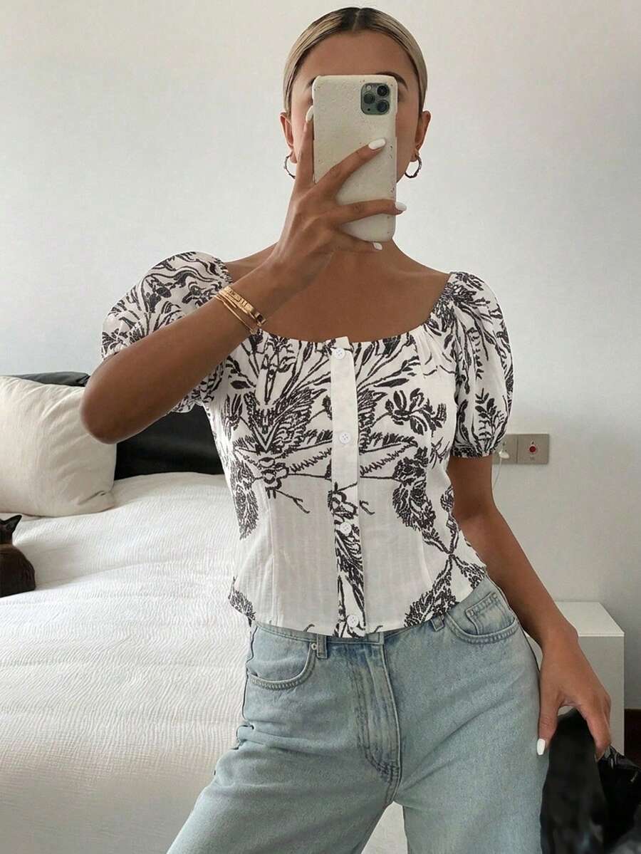 Top tubo casual de verano con estampado floral
