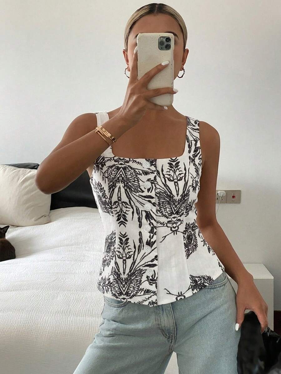 Top tubo casual de verano con estampado floral