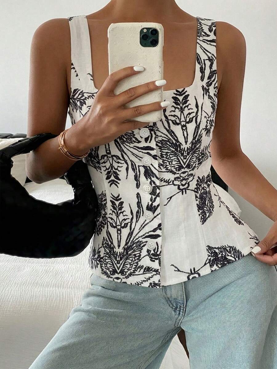 Top tubo casual de verano con estampado floral