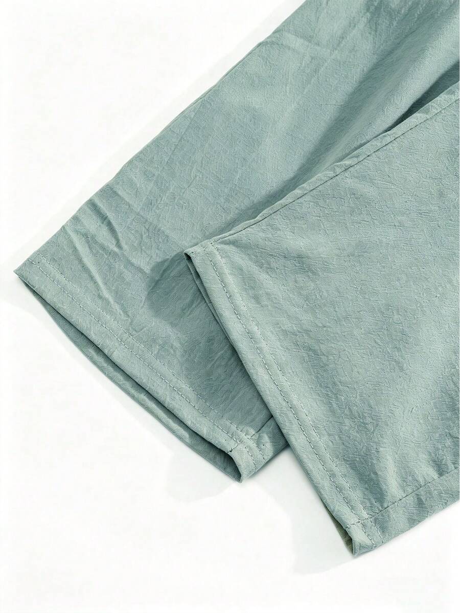 Pantalones casuales sueltos de lino negro tejido, adecuados para primavera/otoño/verano