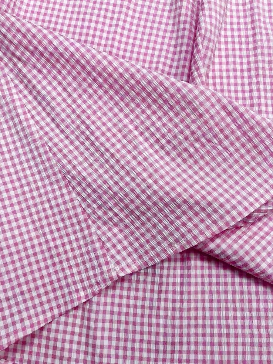 Vestido estampado de cuadros sin tirantes para mujer