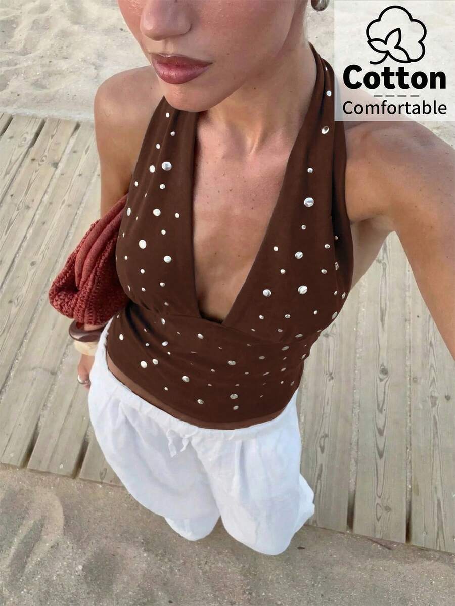 Top de mujer con escote en V profundo y espalda descubierta