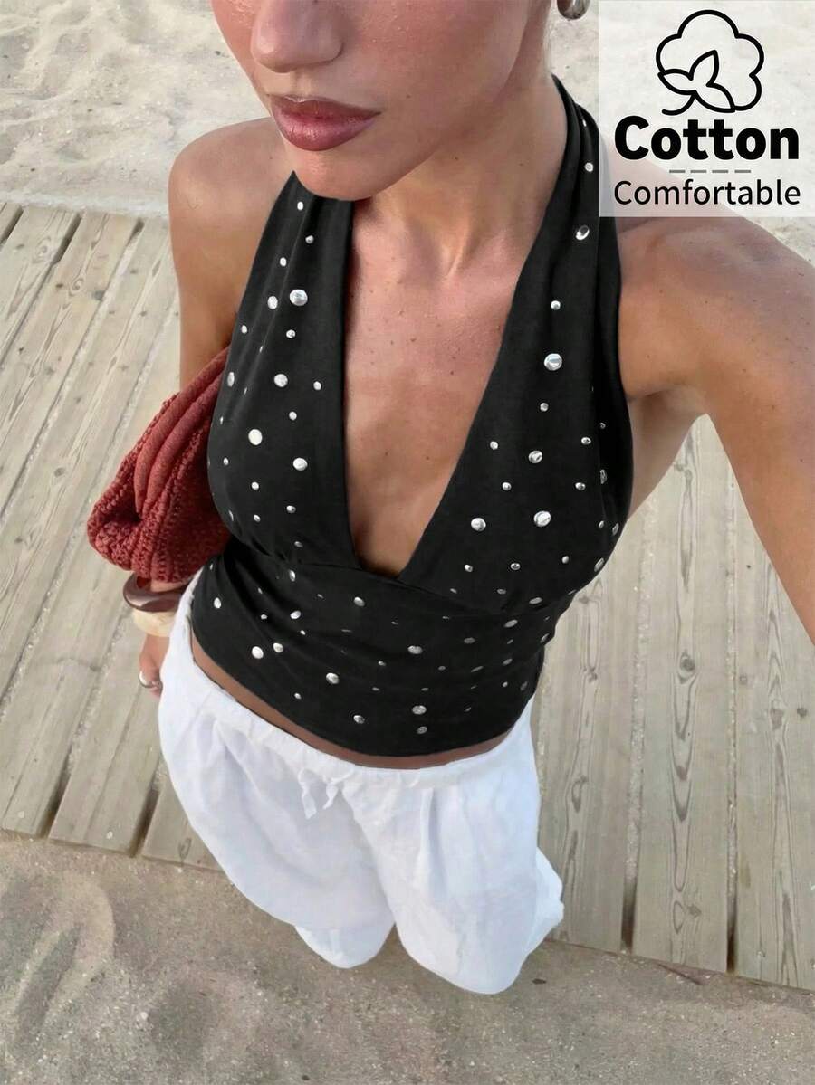 Top de mujer con escote en V profundo y espalda descubierta