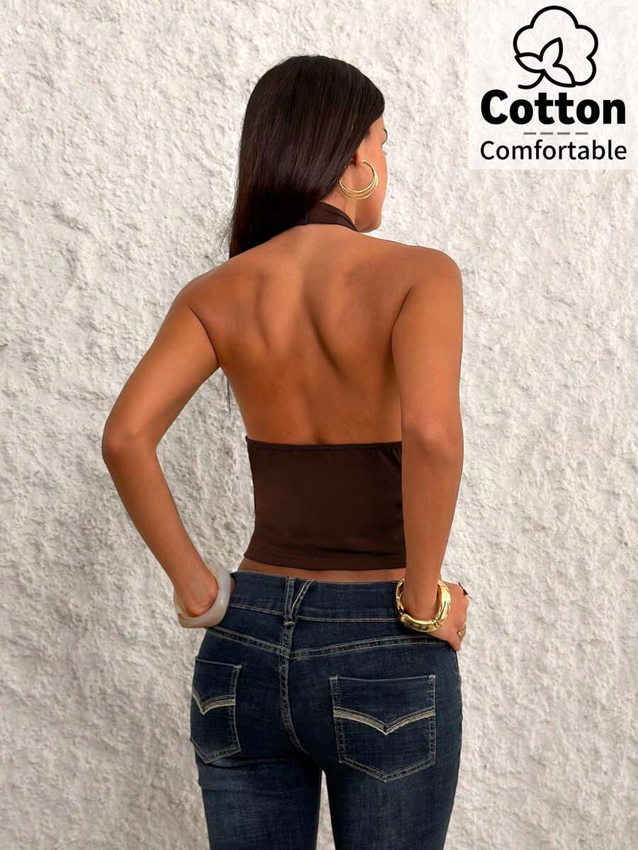 Top de mujer con escote en V profundo y espalda descubierta