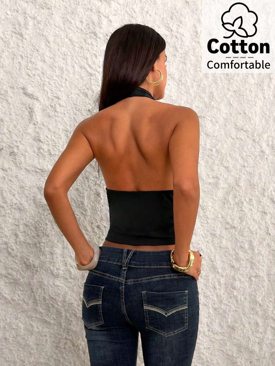 Top de mujer con escote en V profundo y espalda descubierta
