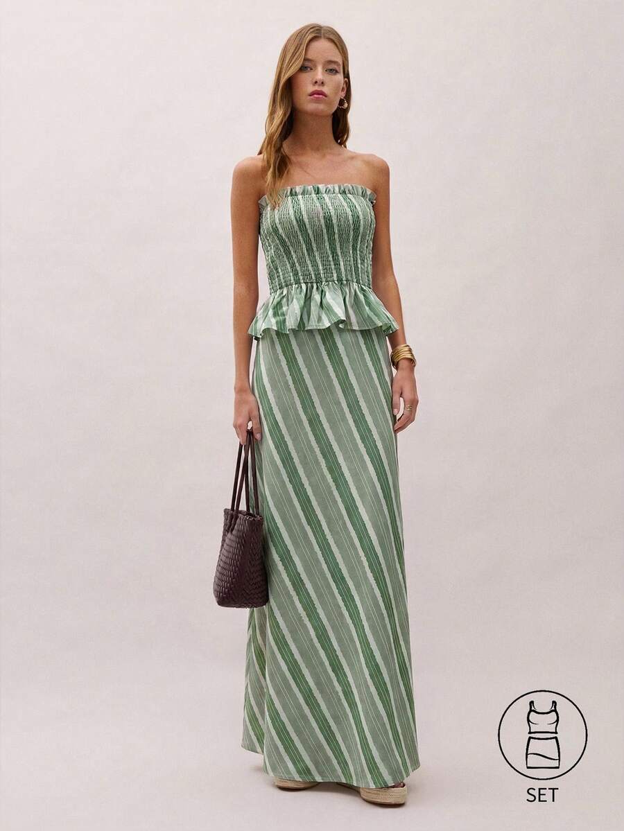 Bimba Conjunto de dos piezas con rayas y fruncido