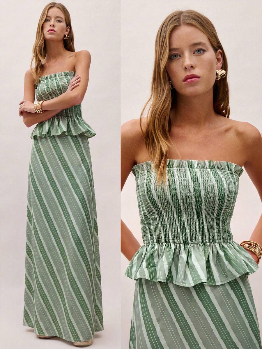 Bimba Conjunto de dos piezas con rayas y fruncido