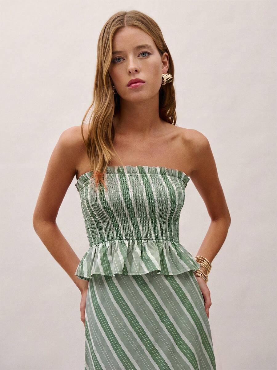 Bimba Conjunto de dos piezas con rayas y fruncido