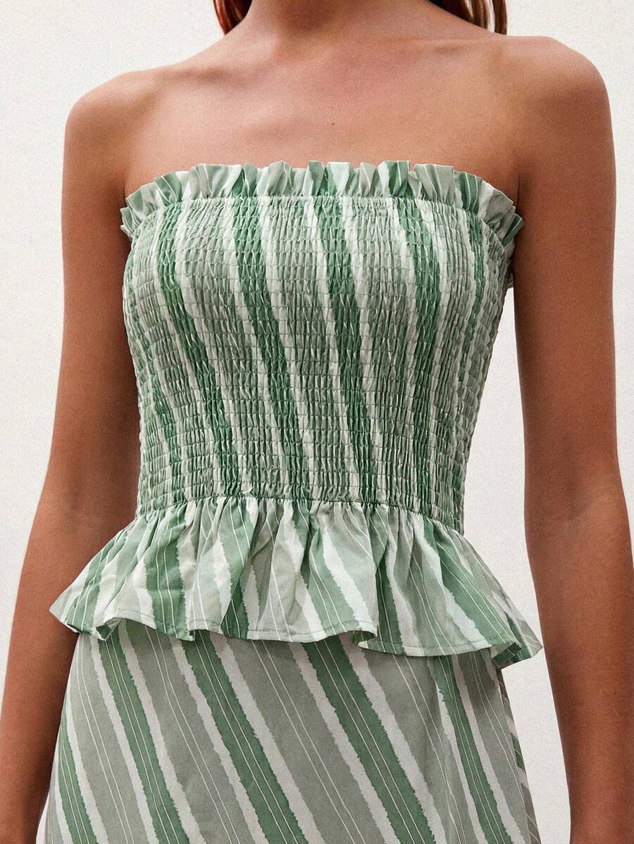 Bimba Conjunto de dos piezas con rayas y fruncido