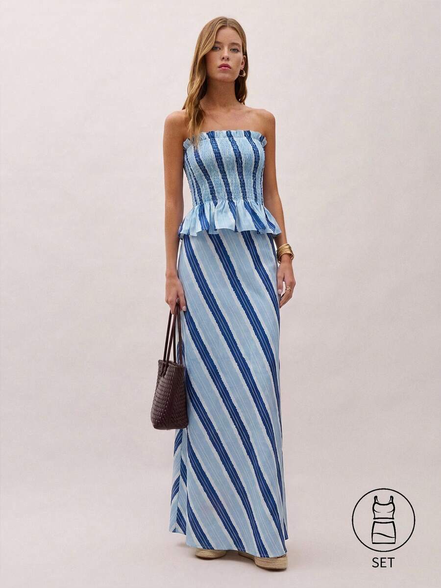 Bimba Conjunto de dos piezas con rayas y fruncido