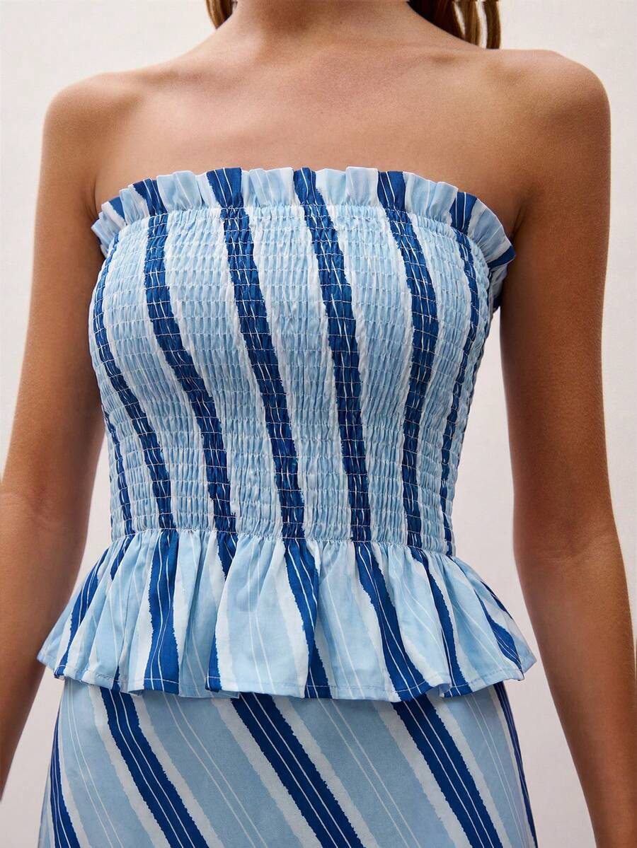 Bimba Conjunto de dos piezas con rayas y fruncido