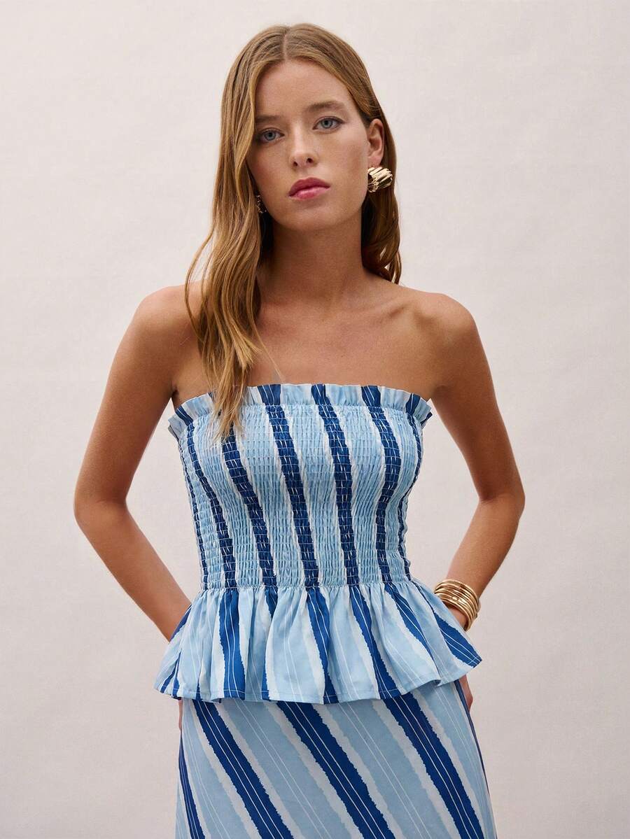 Bimba Conjunto de dos piezas con rayas y fruncido