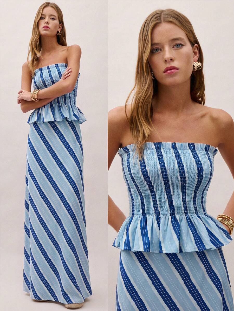Bimba Conjunto de dos piezas con rayas y fruncido