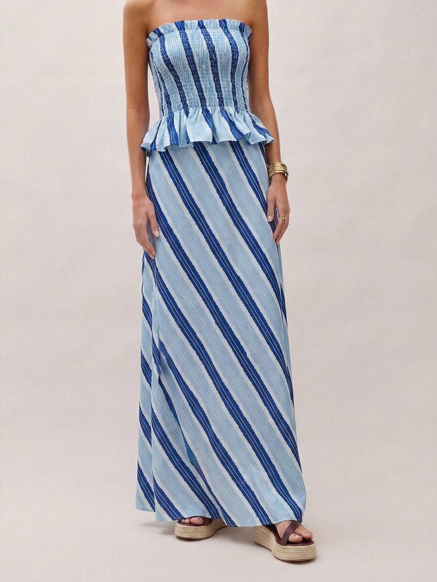 Bimba Conjunto de dos piezas con rayas y fruncido