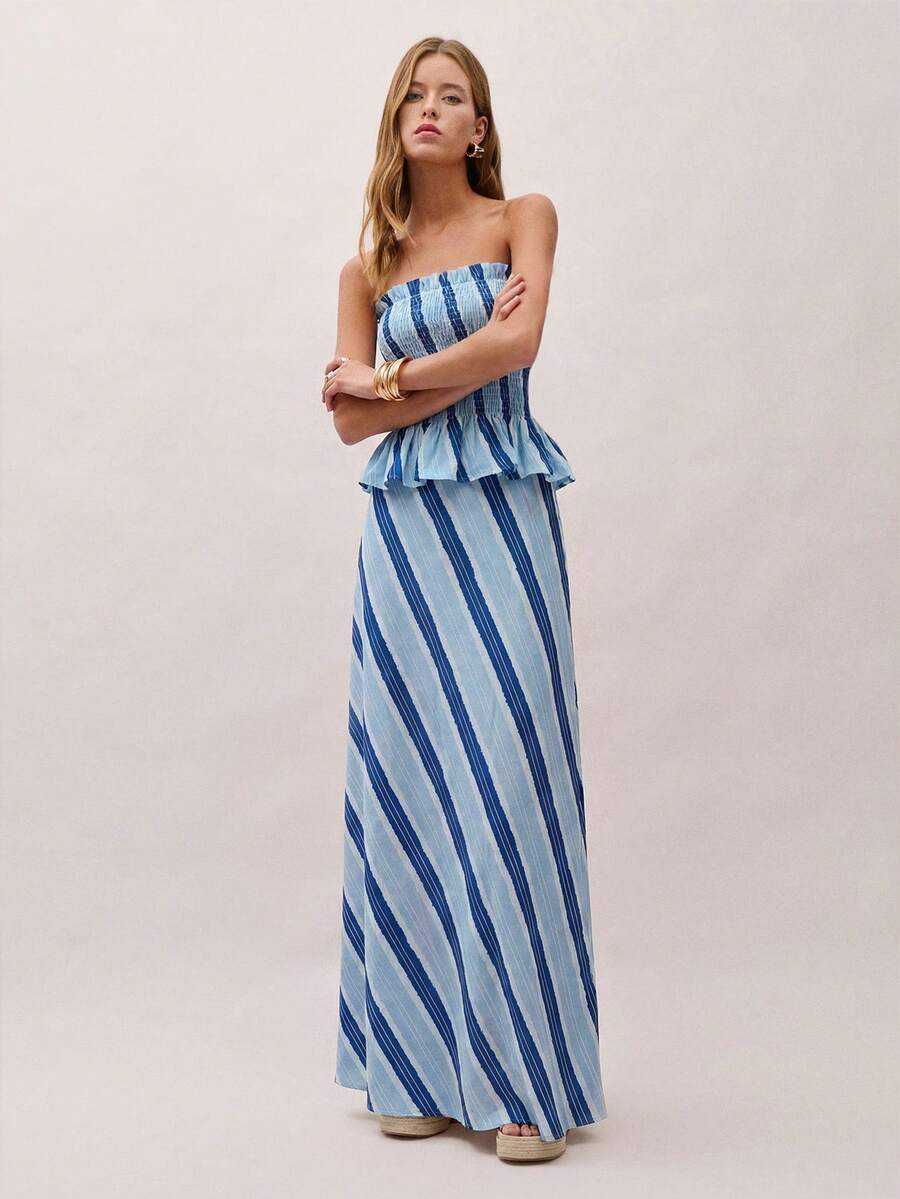 Bimba Conjunto de dos piezas con rayas y fruncido