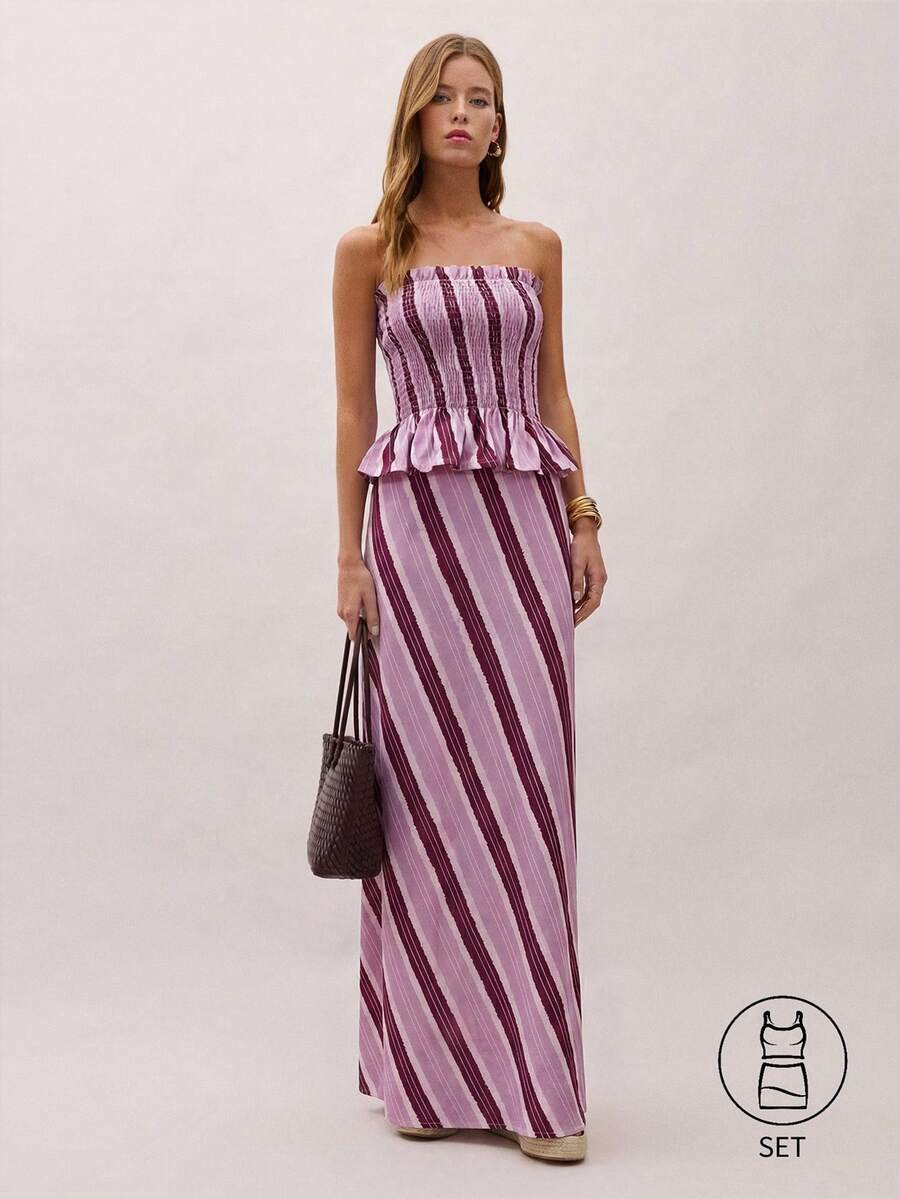 Bimba Conjunto de dos piezas con rayas y fruncido