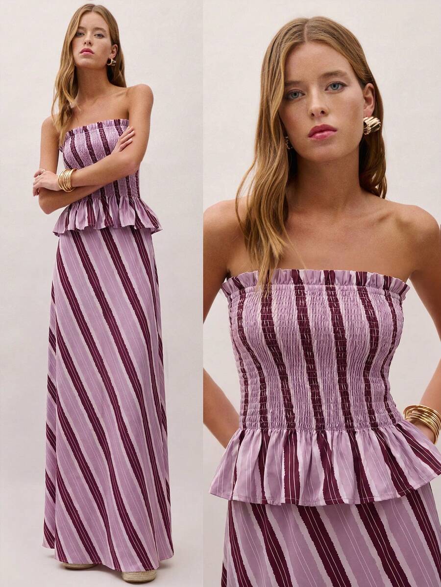Bimba Conjunto de dos piezas con rayas y fruncido