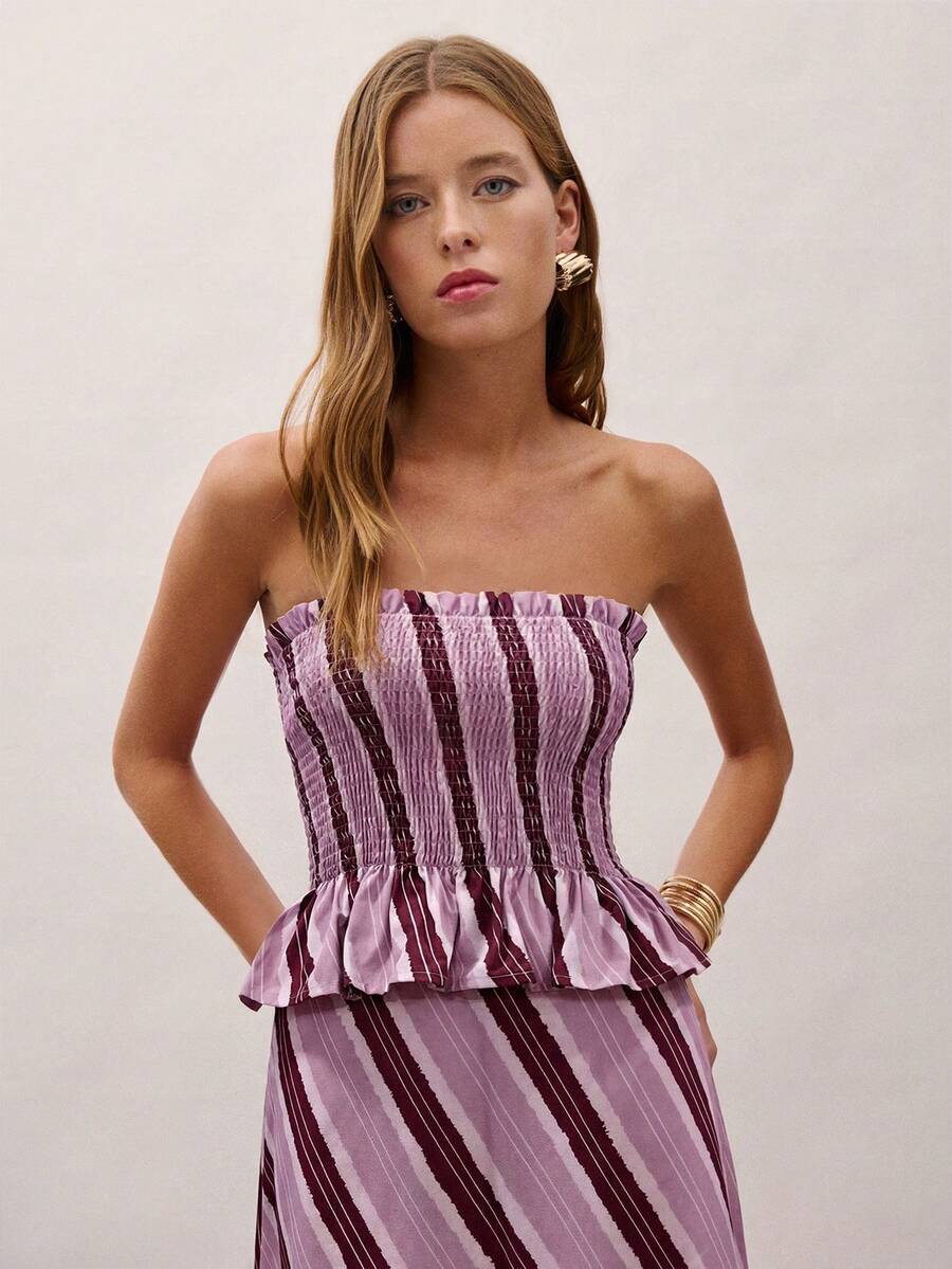 Bimba Conjunto de dos piezas con rayas y fruncido