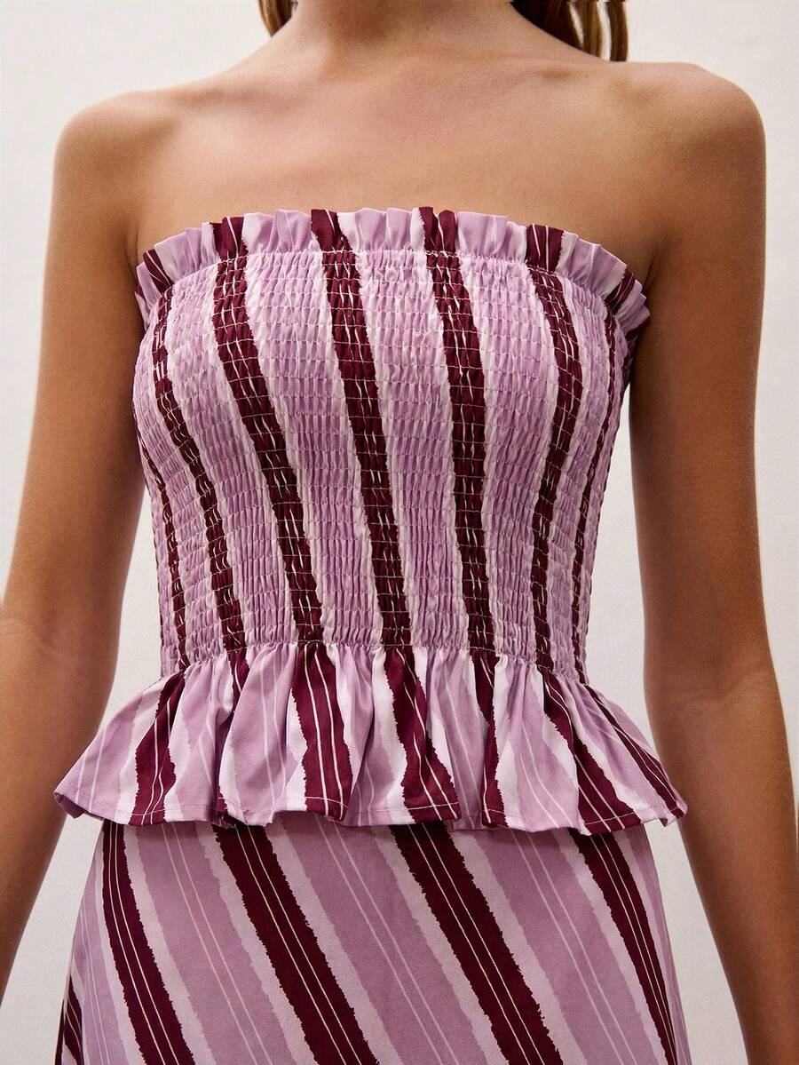 Bimba Conjunto de dos piezas con rayas y fruncido