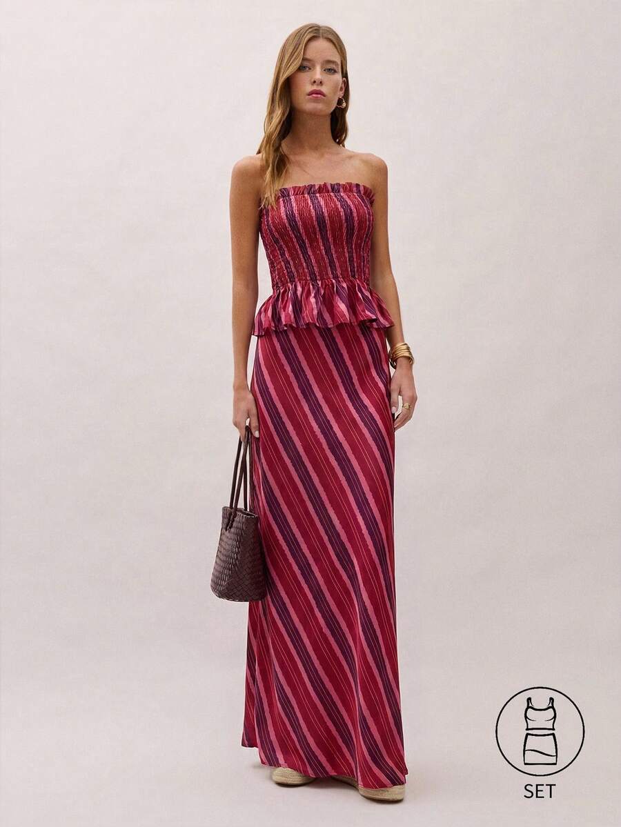 Bimba Conjunto de dos piezas con rayas y fruncido
