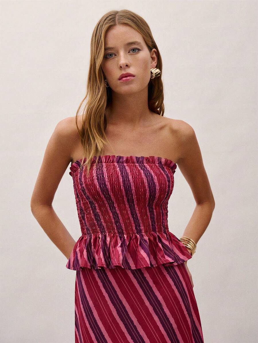 Bimba Conjunto de dos piezas con rayas y fruncido