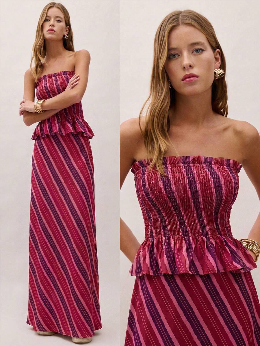 Bimba Conjunto de dos piezas con rayas y fruncido